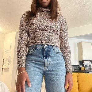 Cheetah print turtleneck